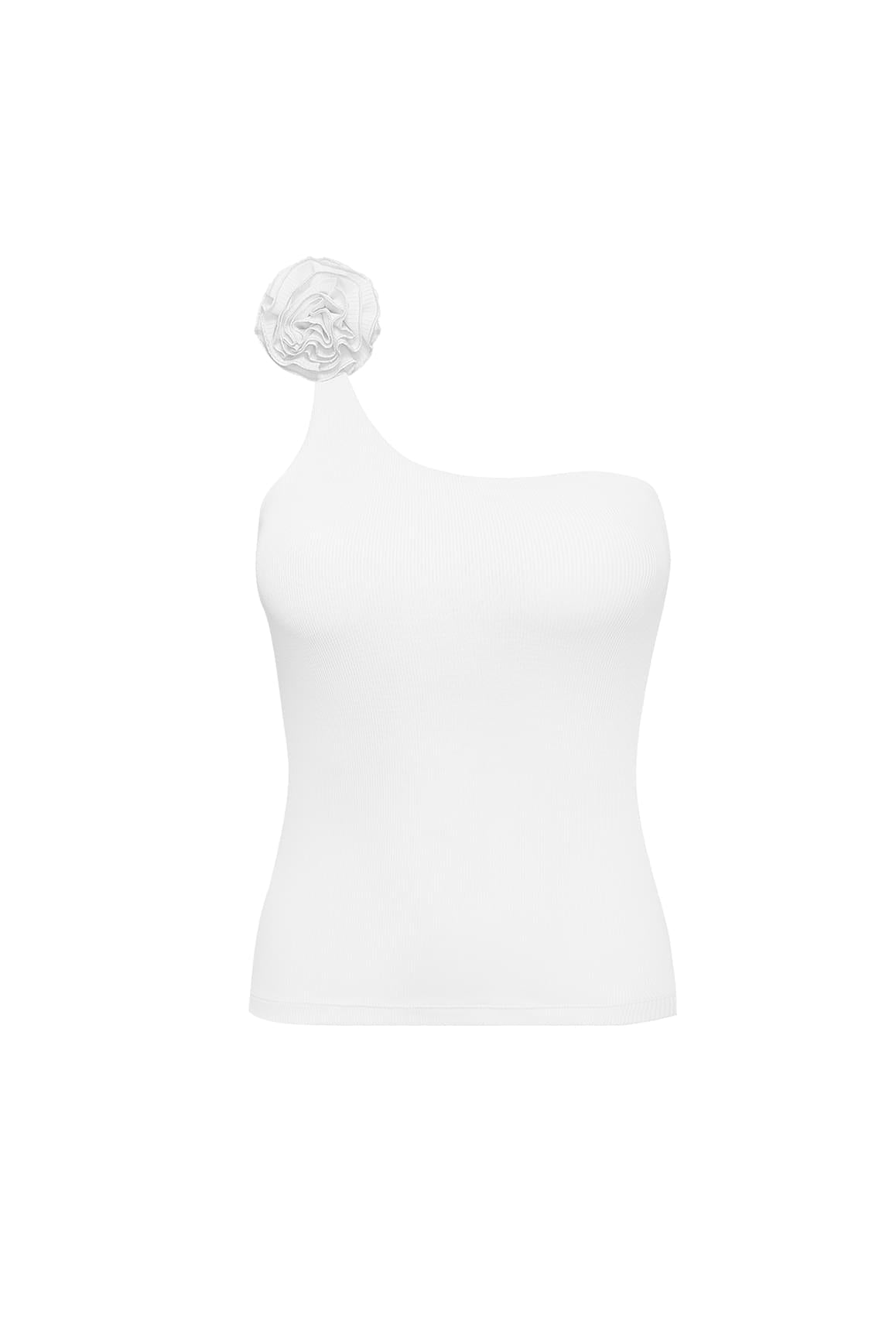 One-Shoulder Floral Tank Top - Ivory