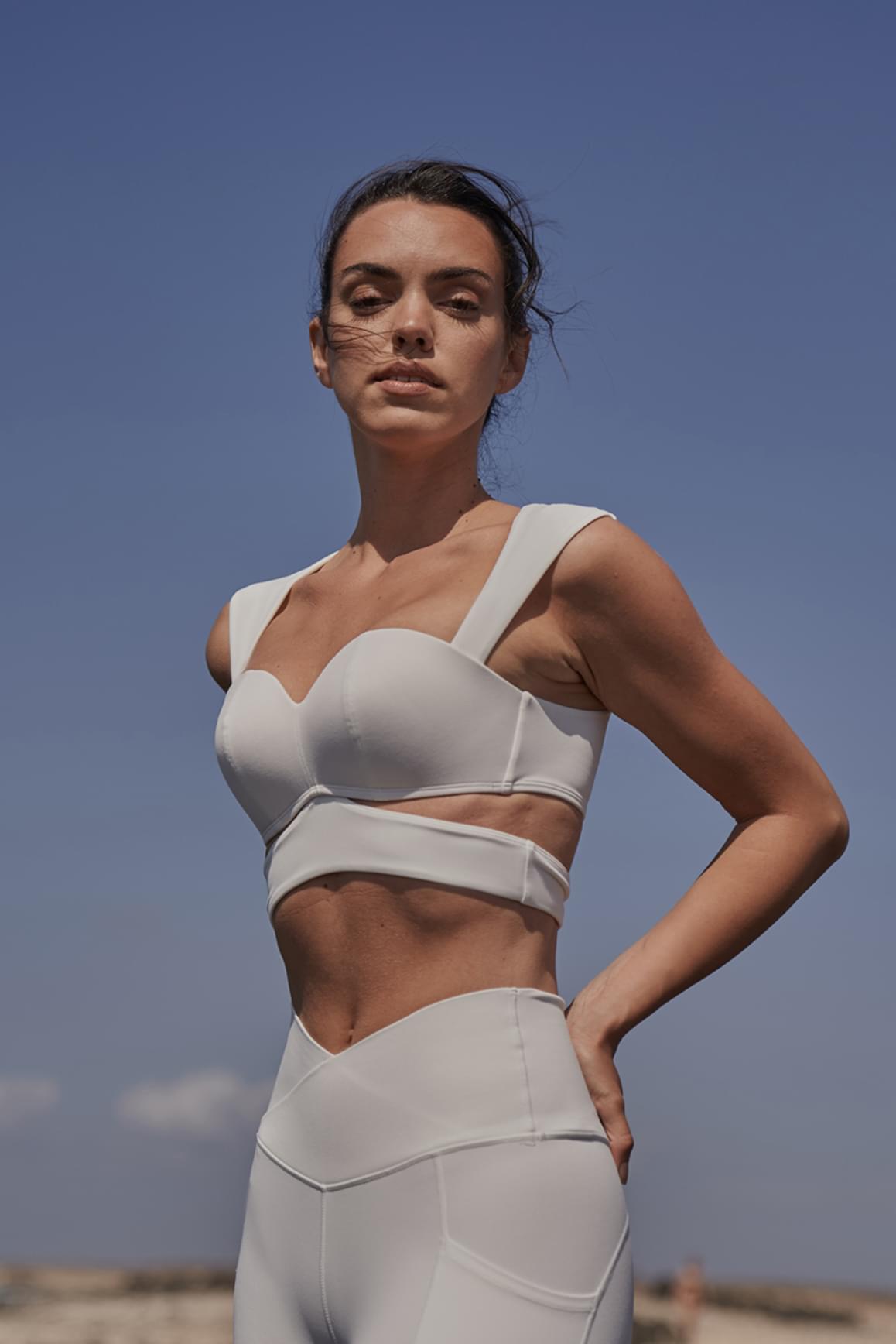 Elegant Corset Sports Bra - Ivory