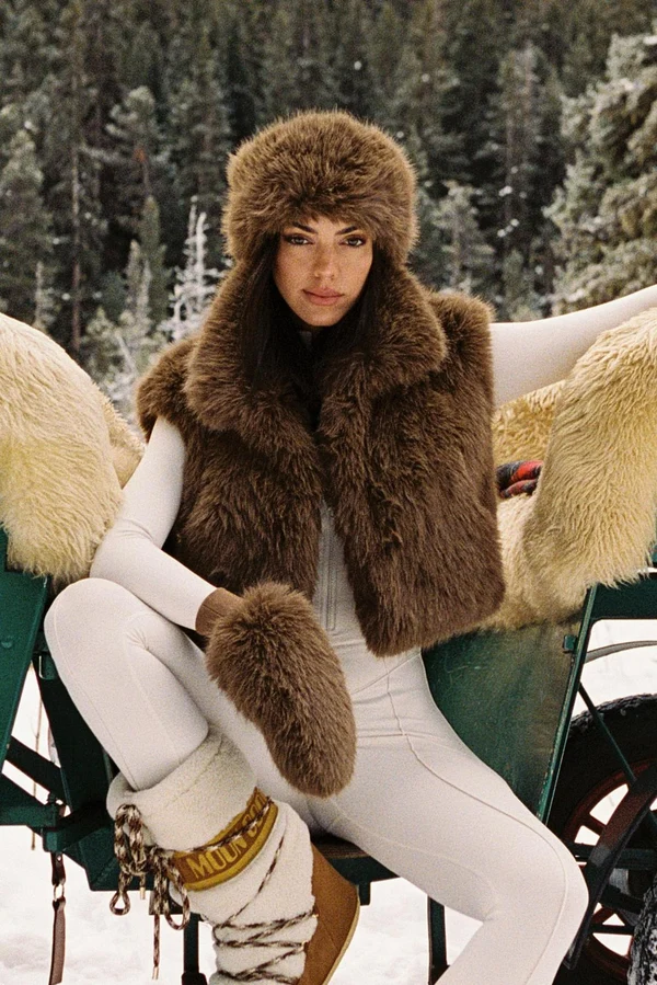 Alpine Cloud Faux Fur Vest - Amber