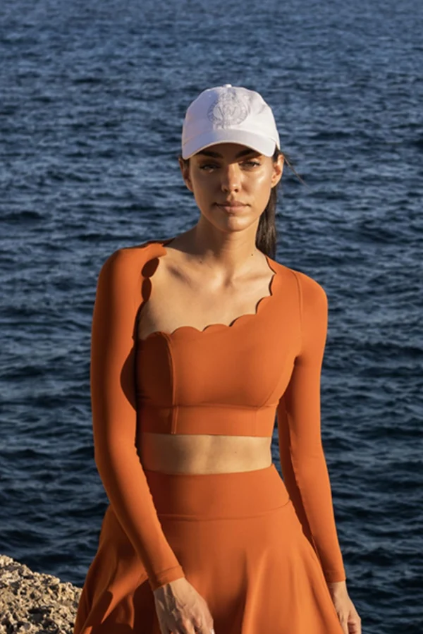 Asymmetrical Long Sleeve Crop Top - Sunset