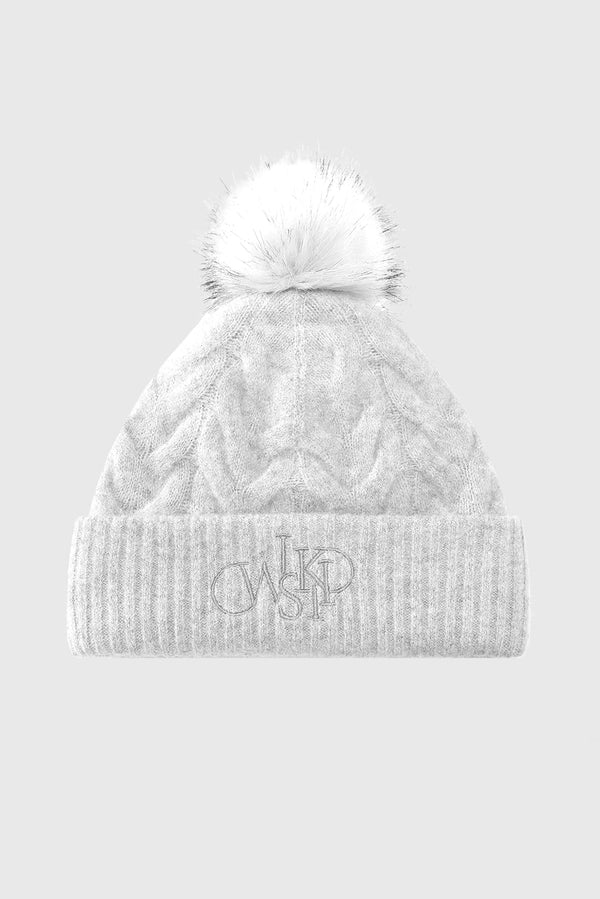 Chunky Cable Knit Beanie - Silver Chiffon