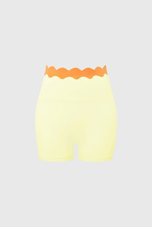 Contrast Scallop Scrunch Short - Limoncello/Citrus