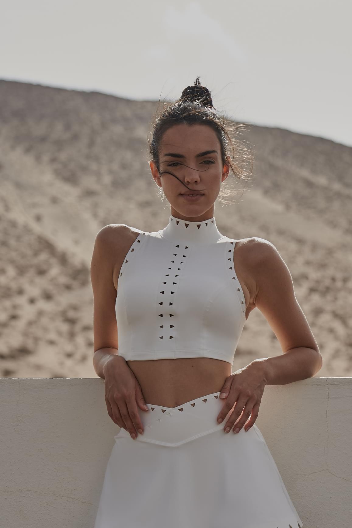 High Neck Laser Cut Leisure Bra - Ivory