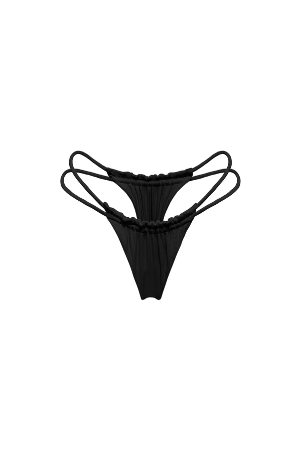 Double-Strap Bikini Bottom - Black