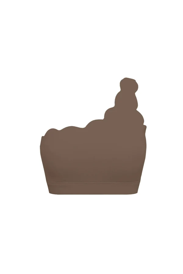 Dynamic One Shoulder Sports Bra - Desert Truffle