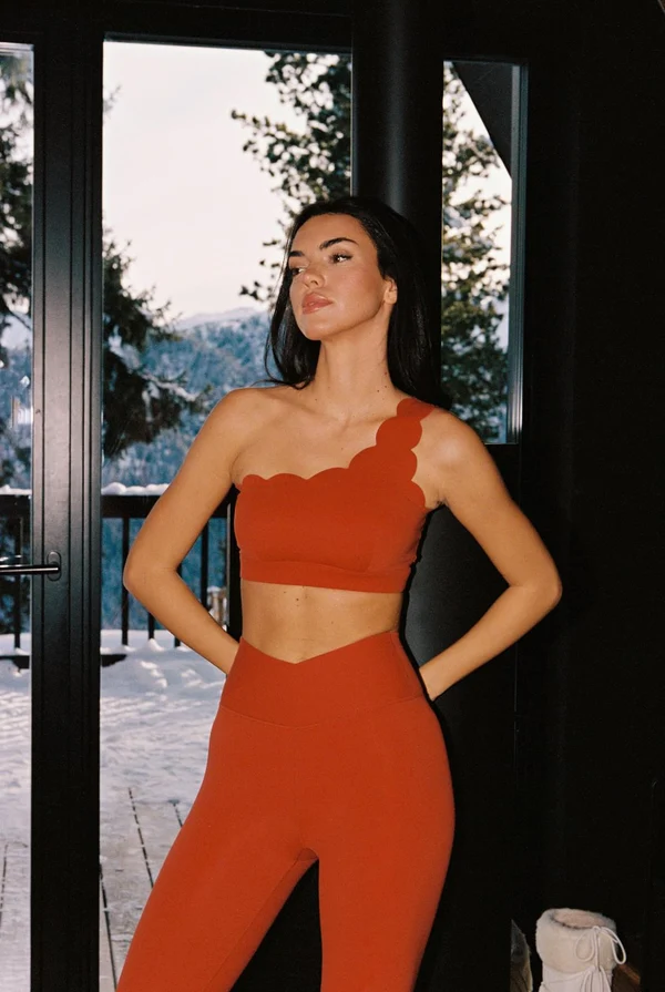 Dynamic One Shoulder Sports Bra - Fire Cracker