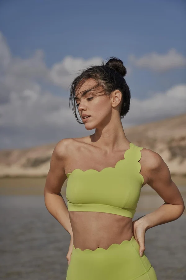 Dynamic One Shoulder Sports Bra - Bitter Lime