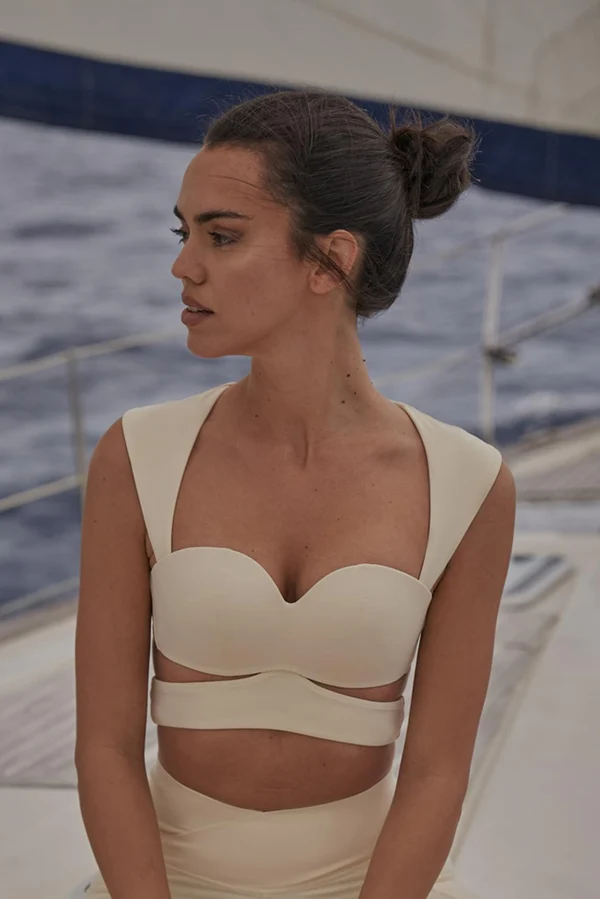 Elegant Corset Sports Bra - Pure Vanilla