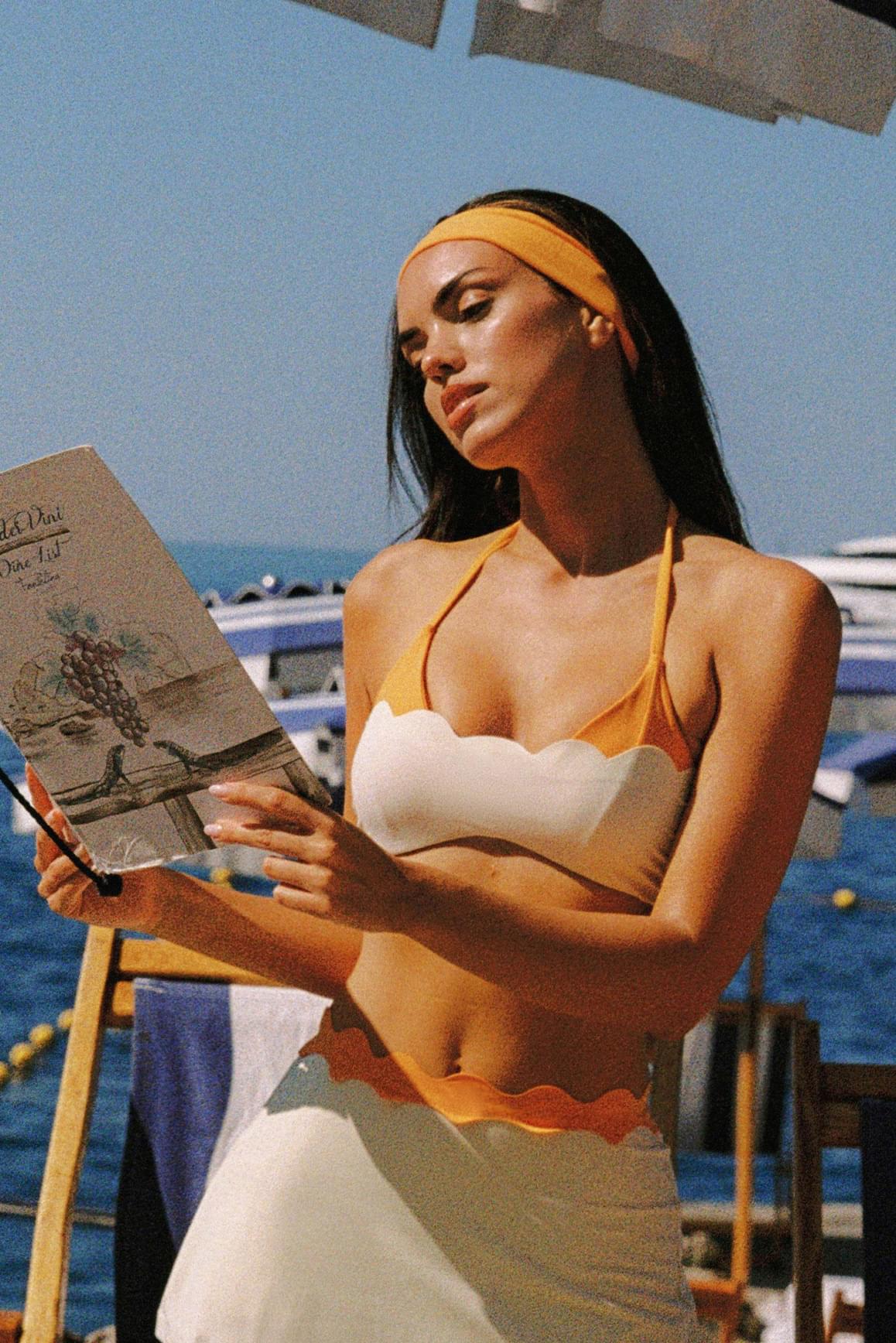 Scallop Contour Halter Bra - Limoncello/Citrus