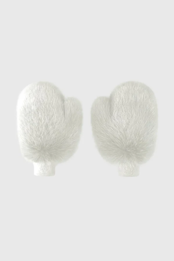 Frost Faux Fur Mittens - Cloud Dancer