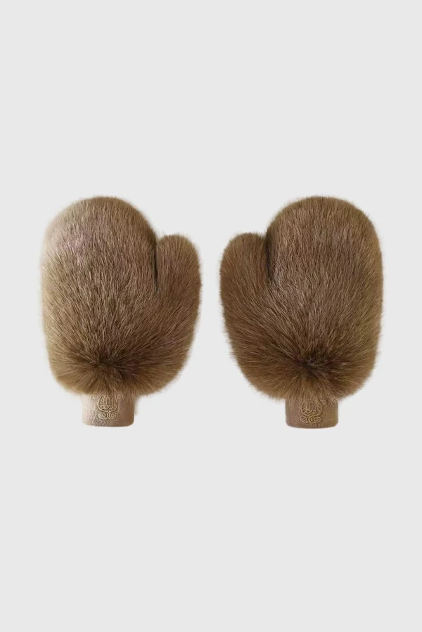 Frost Faux Fur Mittens - Amber