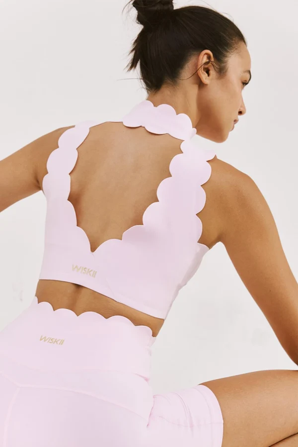 High Neck Scallop V-Back Bra - Ballet Blush