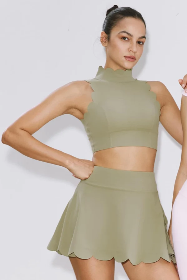 High-Waist A-line Tennis Skirt - Muted Khaki