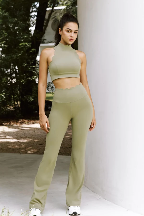 High-Waist Flare Legging - Muted Khaki