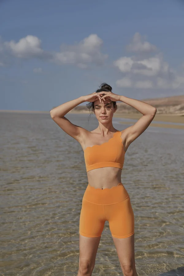 High-Waist Sculpting Biker Short - Flame Orange