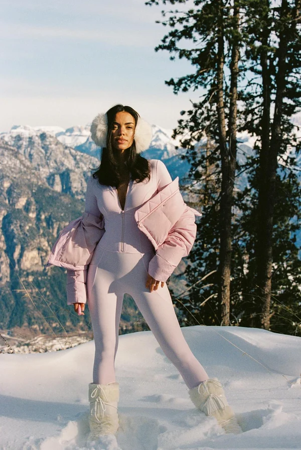 Long Sleeve Half-Zip Full Length Unitard - Ballet Blush