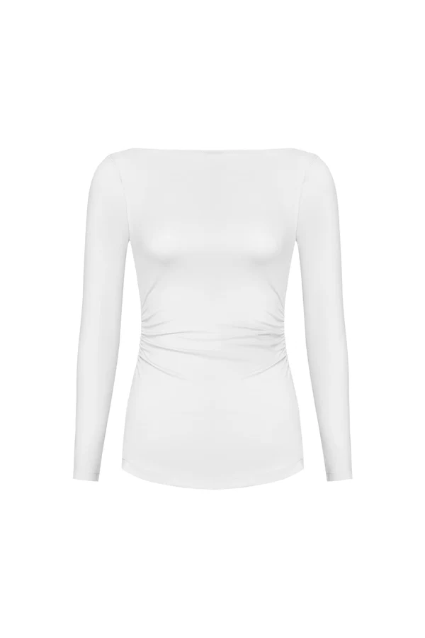 Long Sleeve V-Back Top - Ivory
