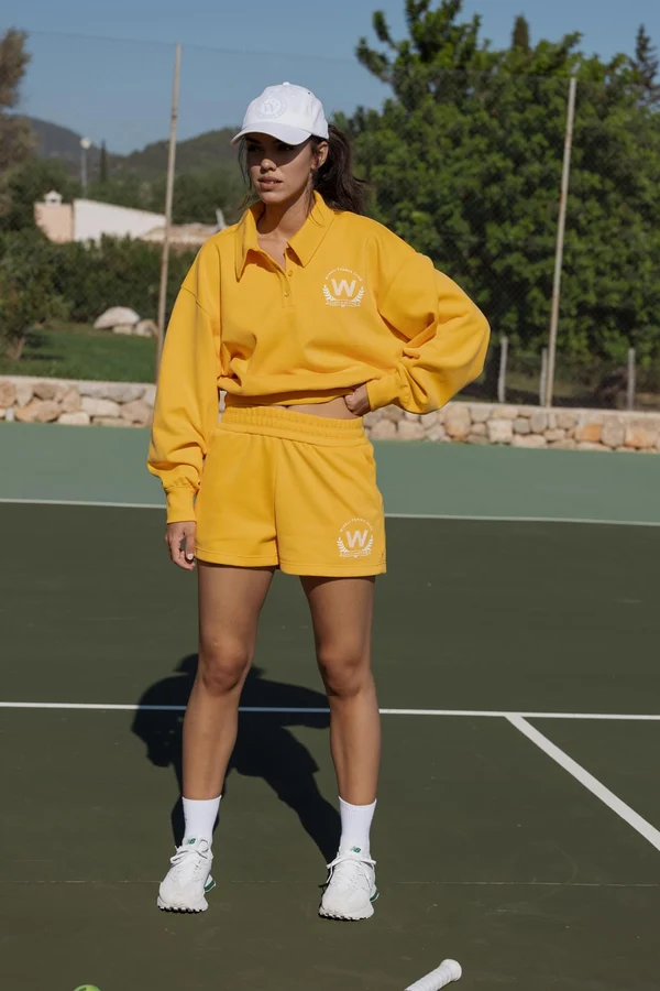 Polo Button Front Sweatshirt - Flame Orange