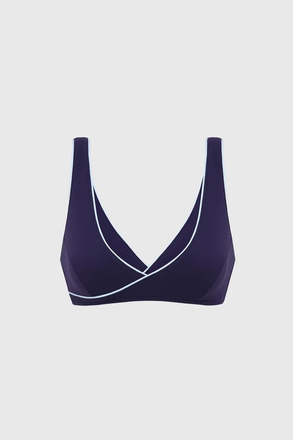 Riviera Contrast Piping Bra - Midnight/Capri