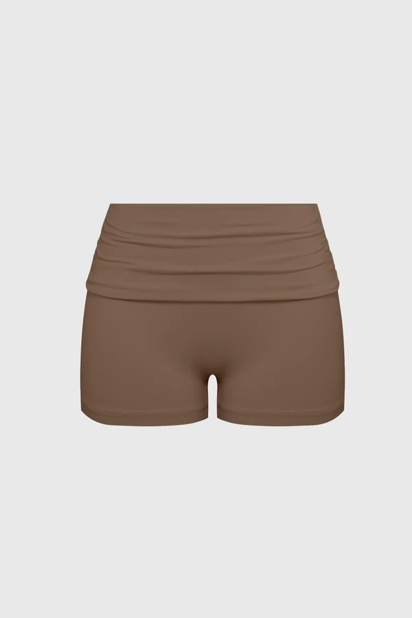 Riviera Low Rise Scrunch Short - Desert Truffle