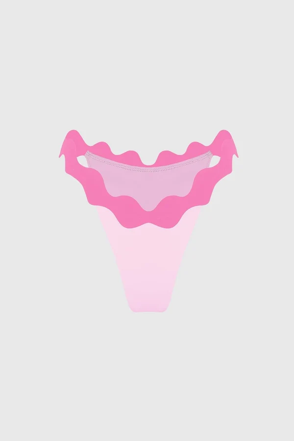 Riviera Scallop Contrast Bikini Bottom - Sakura/Hollywood