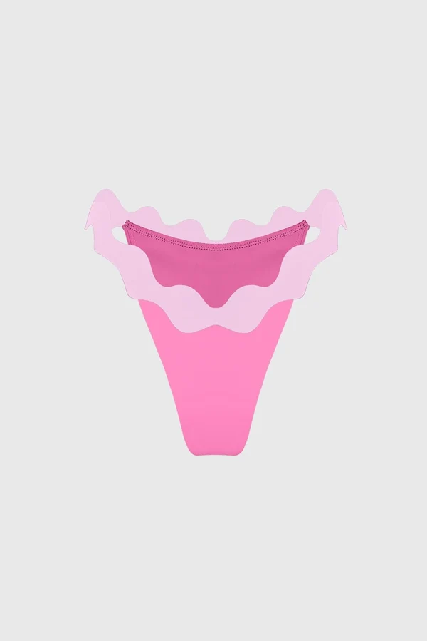 Riviera Scallop Contrast Bikini Bottom - Hollywood/Sakura