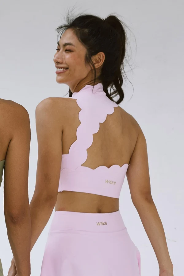 Scallop Back Mock Neck Bra - Ballet Blush