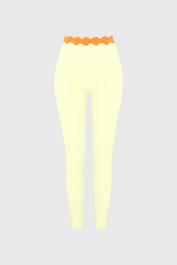 Scallop Contrast Scrunch Legging - Limoncello/Citrus
