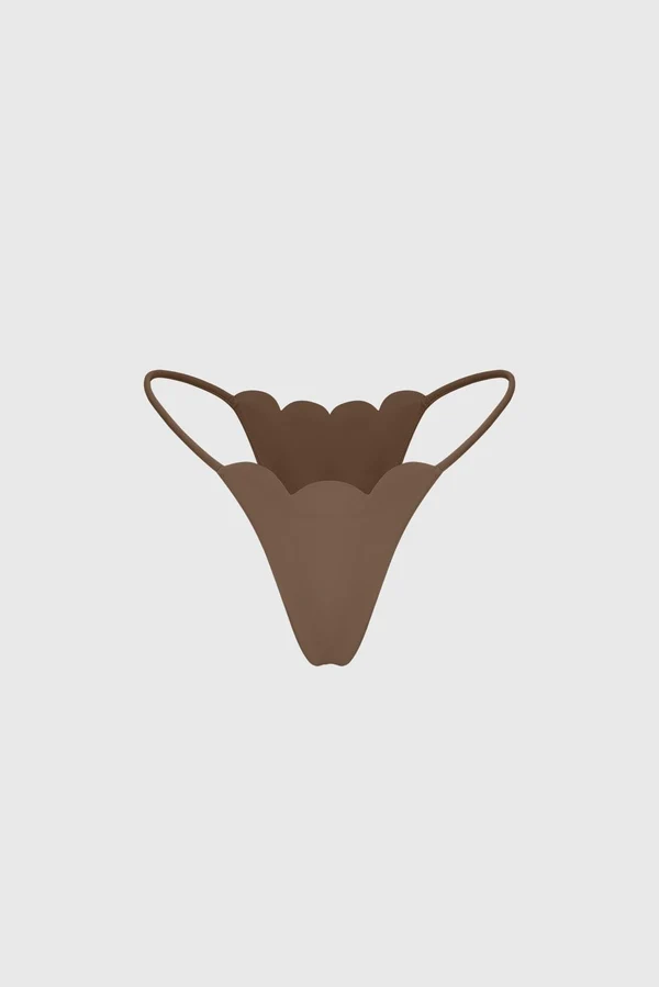 Scallop High-Leg Bikini Bottom - Desert Truffle