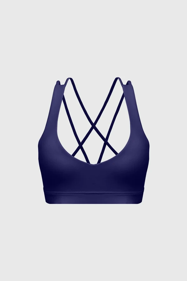 Scoop Neck Crossback Bra - Midnight Blue