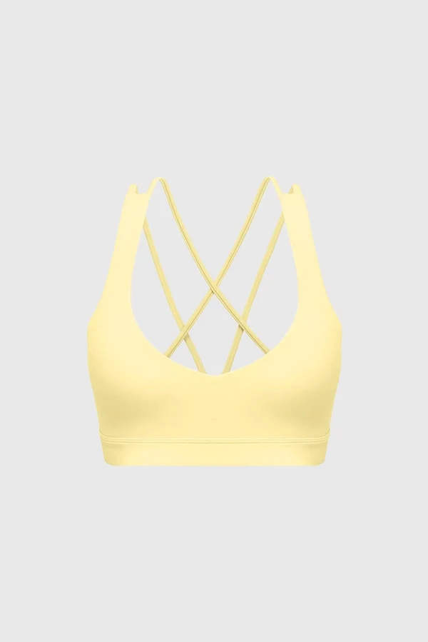 Scoop Neck Crossback Bra - Lemon Drop