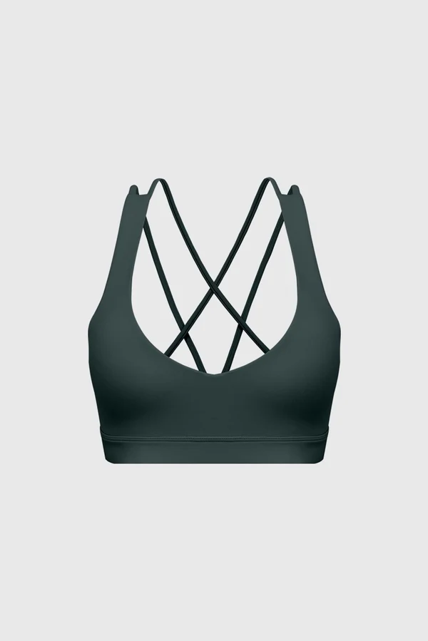 Scoop Neck Crossback Bra - Deep Sea