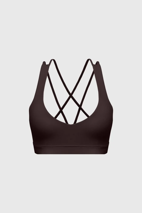 Scoop Neck Crossback Bra - Velvet Fig