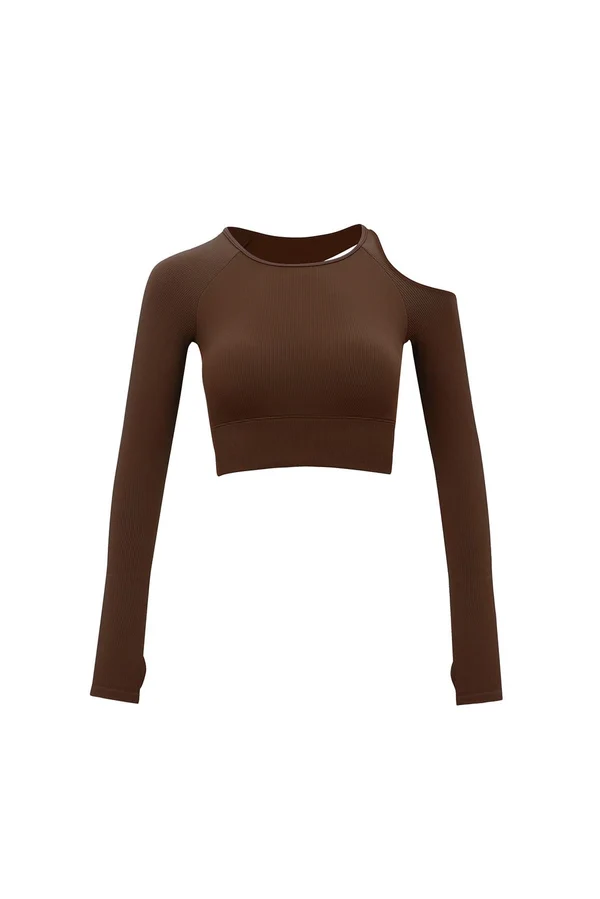 Seamless Open Back Crop Top - Roasted Cocoa