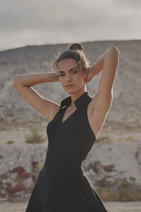 Sleeveless Polo Tank Top - Black