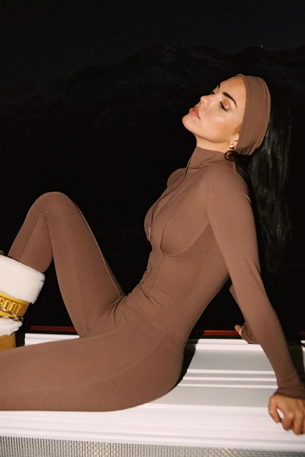 Solace Tailored Zip Catsuit - Mocha Mousse