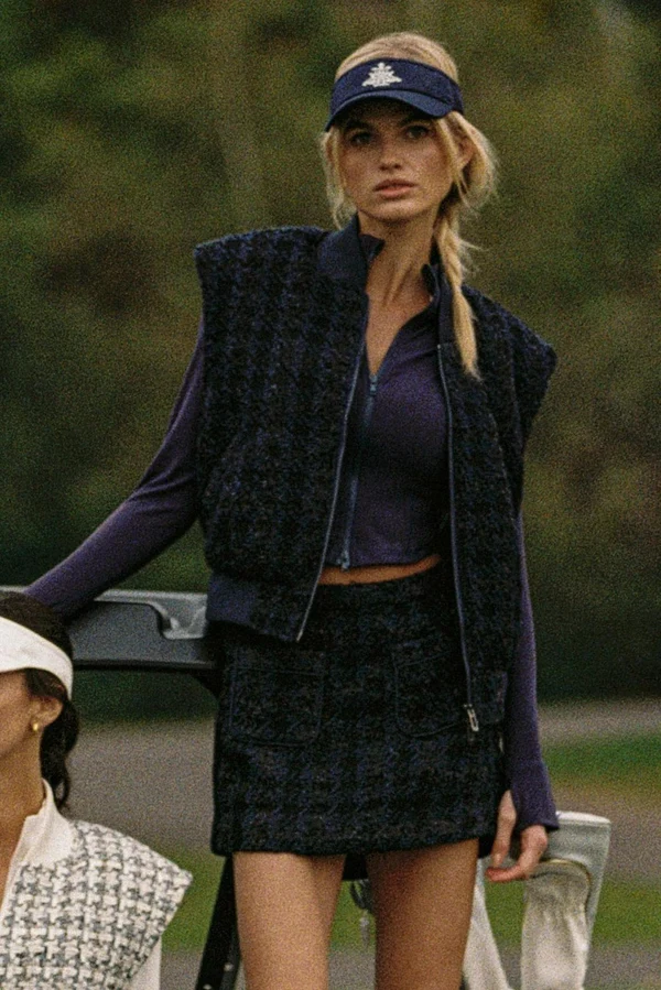 The Links Tweed Skirt - Sapphire