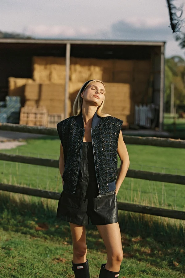 The Prestige Tweed Vest - Sapphire