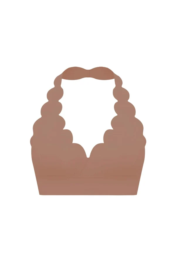 V-Cut Scallop Halter Bra - Tuscan Tan