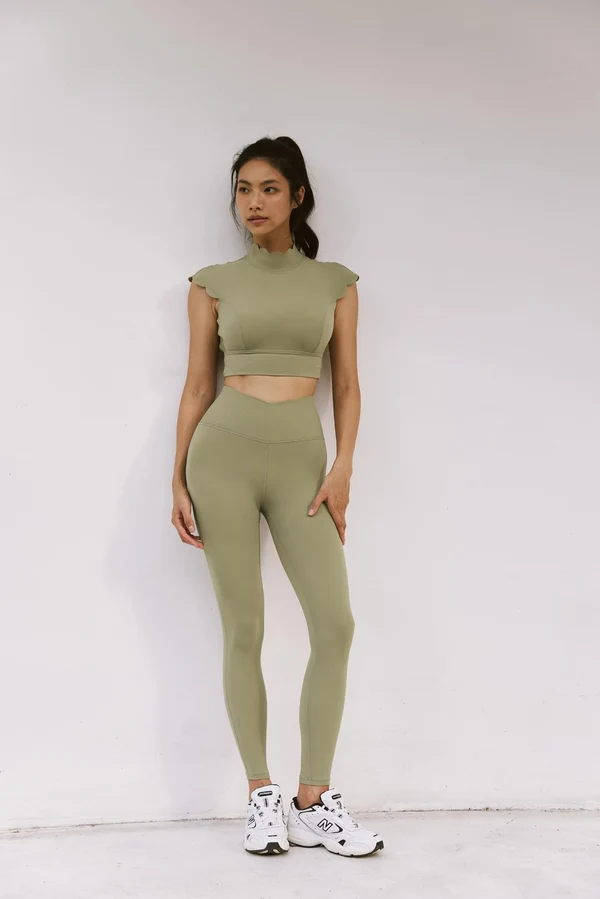 V-waist Yoga Legging - Muted Khaki