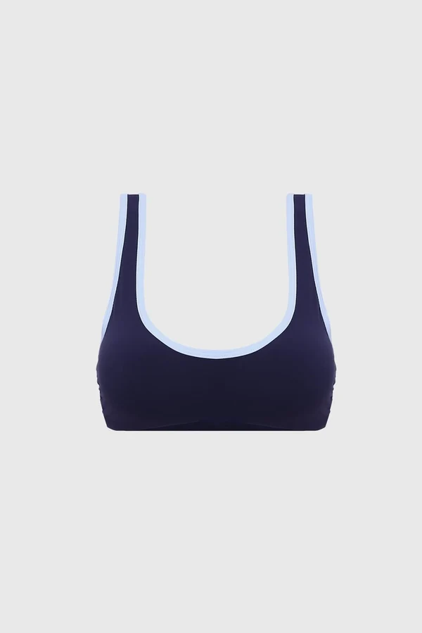 Vintage Contrast Piping Bra - Midnight/Capri
