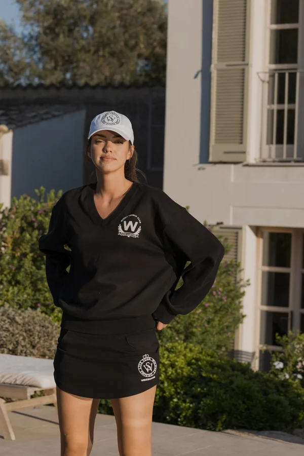 WISKII Casual V-Neck Sweatshirt - Black