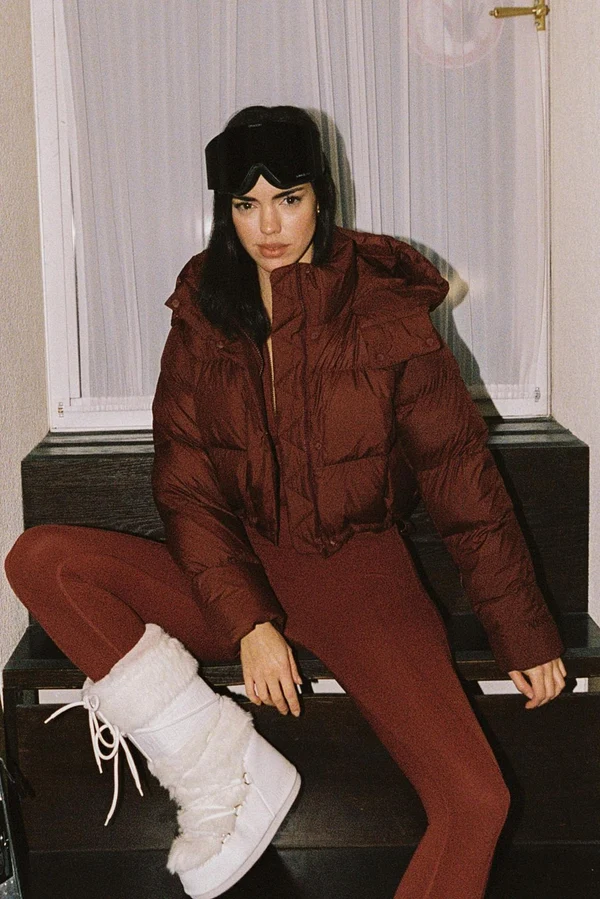 WISKII Cropped Convert Down Jacket - Mulled Wine
