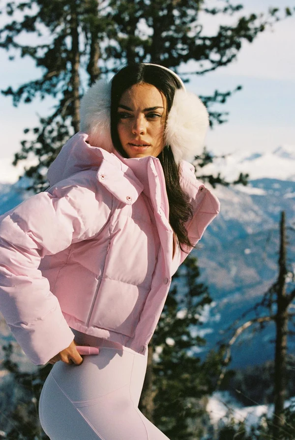 WISKII Cropped Convert Down Jacket - Ballet Blush