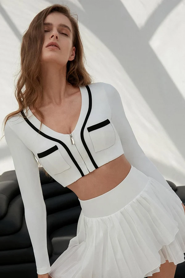 WISKII Mirto Zipper Top - Ivory